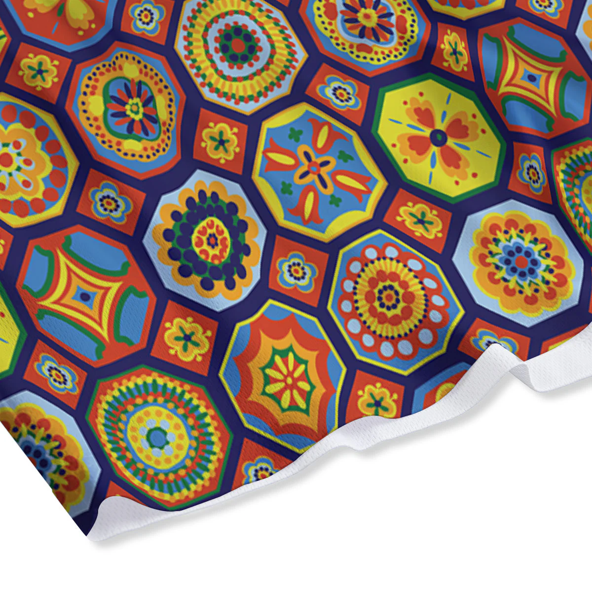 Patchwork Abstract Floral Colorful Print Pattern Mesh Shorts - Image 4