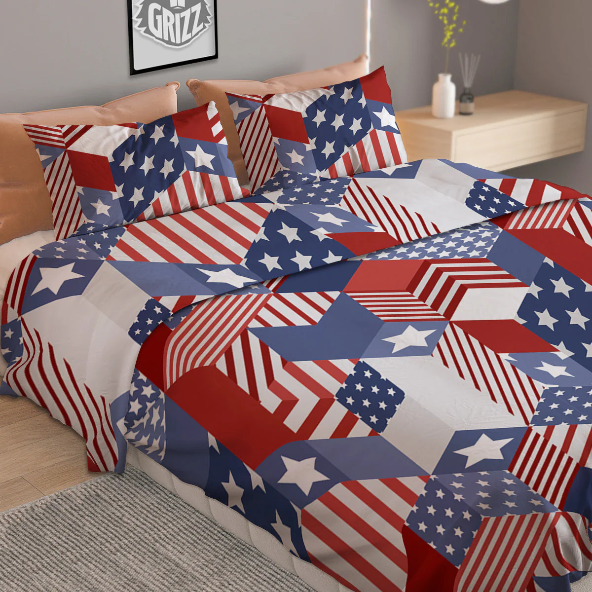 Patchwork American Patriotic Print Duvet Cover Bedding Set - Image 2