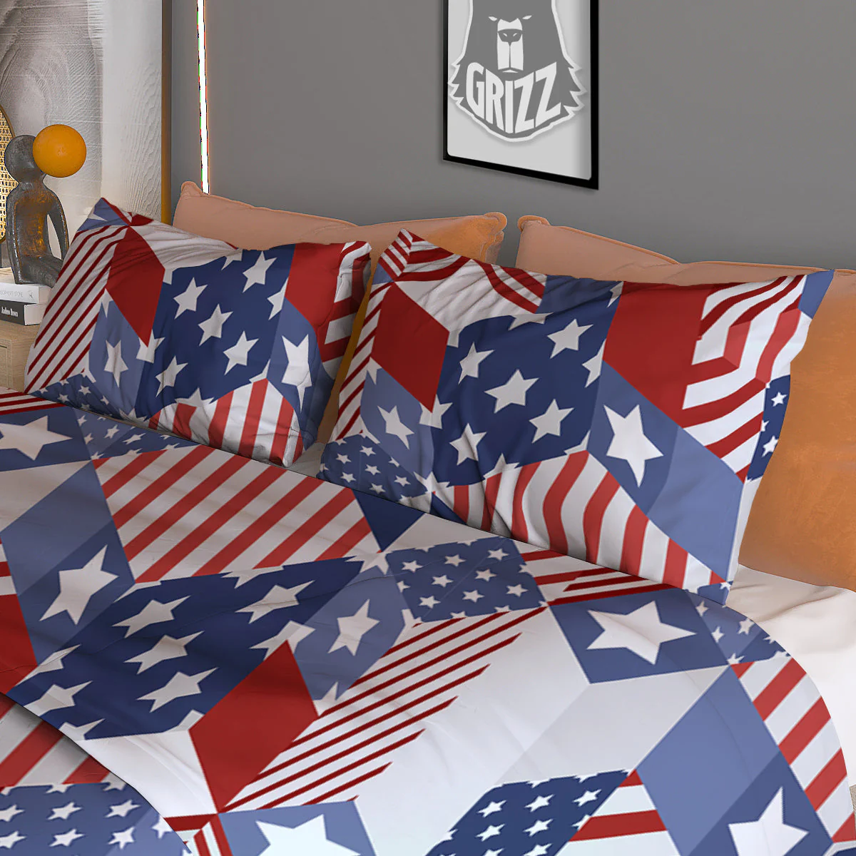 Patchwork American Patriotic Print Duvet Cover Bedding Set - Image 3