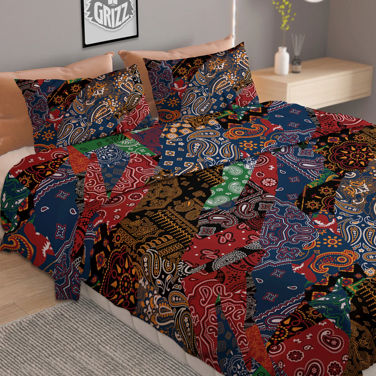 Patchwork Bandanna Print Pattern Duvet Cover Bedding Set - Image 2