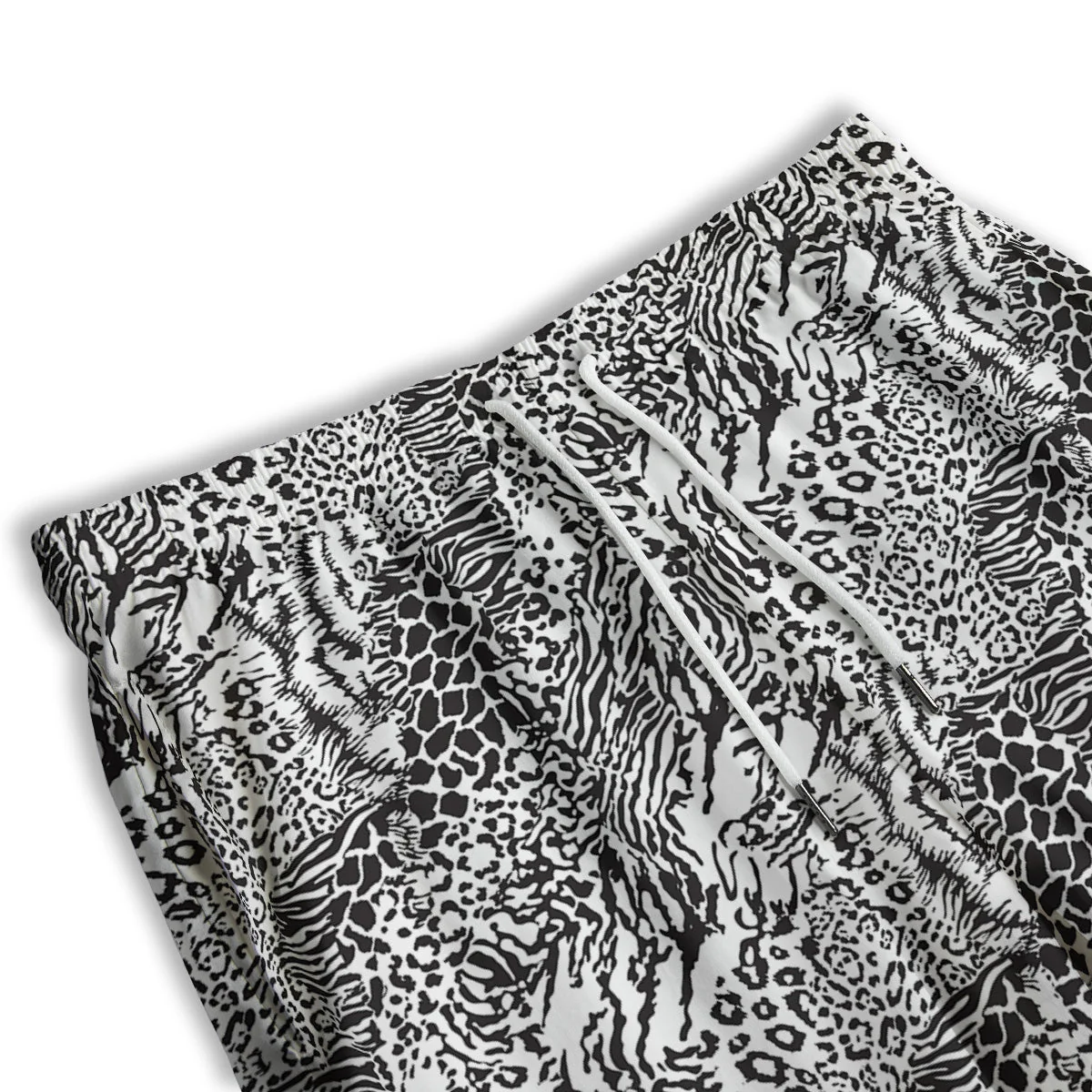 Patchwork Black White Animal Skins Print Pattern Men's Athletic Shorts - Image 3
