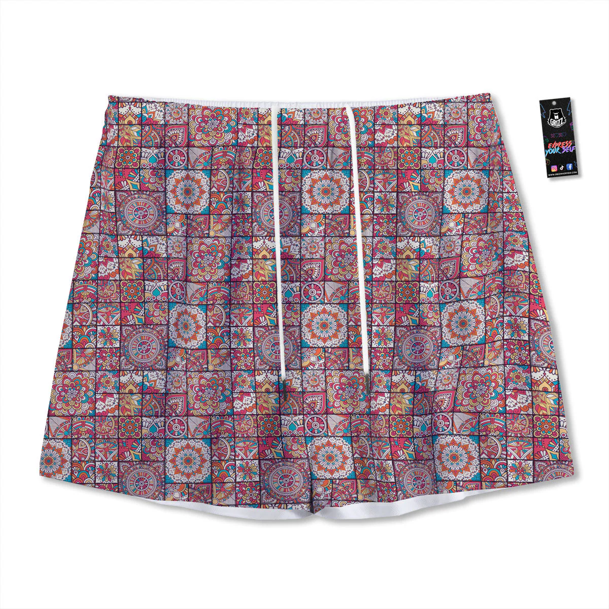 Patchwork Bohemian Print Pattern Mesh Shorts
