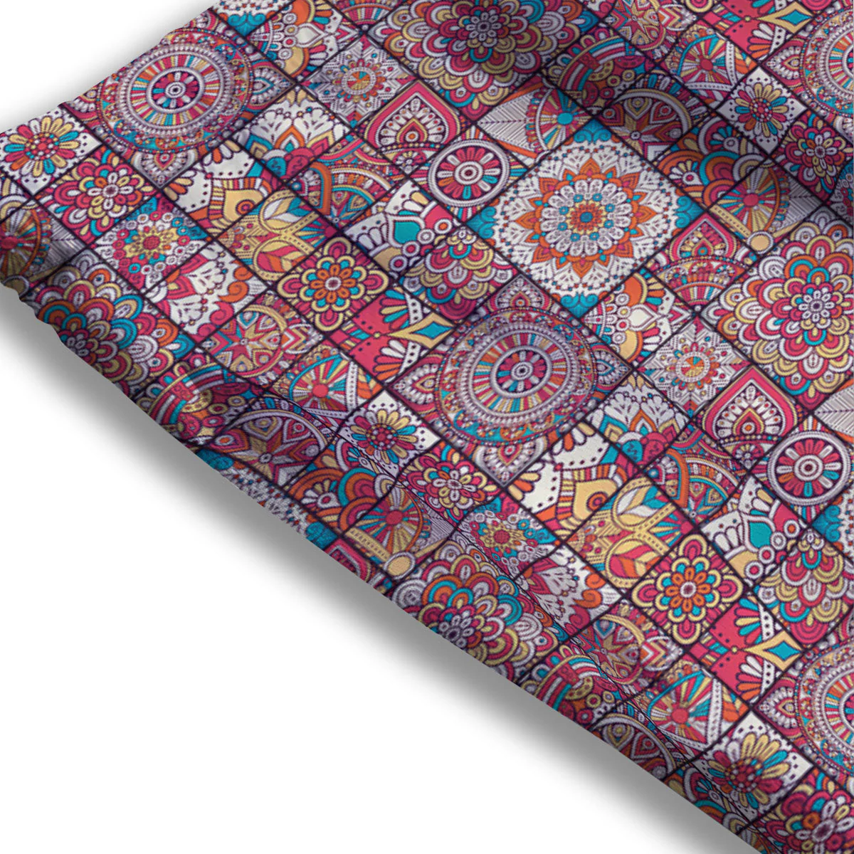 Patchwork Bohemian Print Pattern Mesh Shorts - Image 3