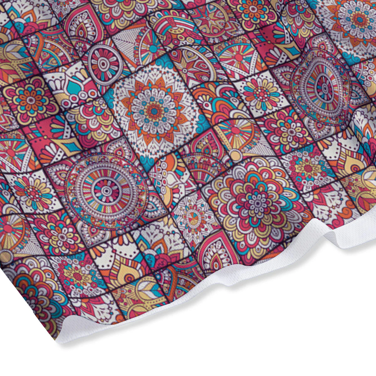 Patchwork Bohemian Print Pattern Mesh Shorts - Image 4