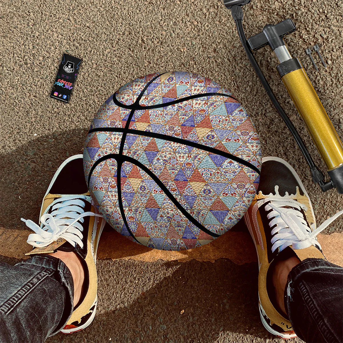 Patchwork Boho Mandala Print Pattern Basketball - Image 2
