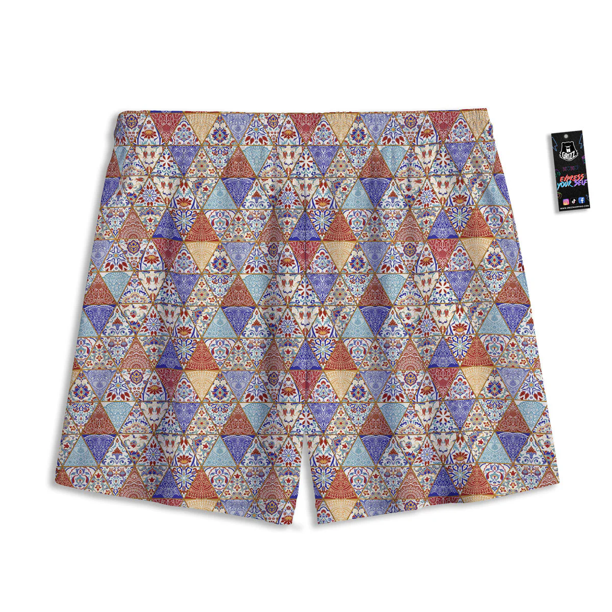 Patchwork Boho Mandala Print Pattern Mesh Shorts - Image 2