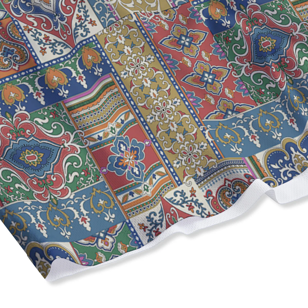 Patchwork Damask Vintage Print Pattern Mesh Shorts - Image 4