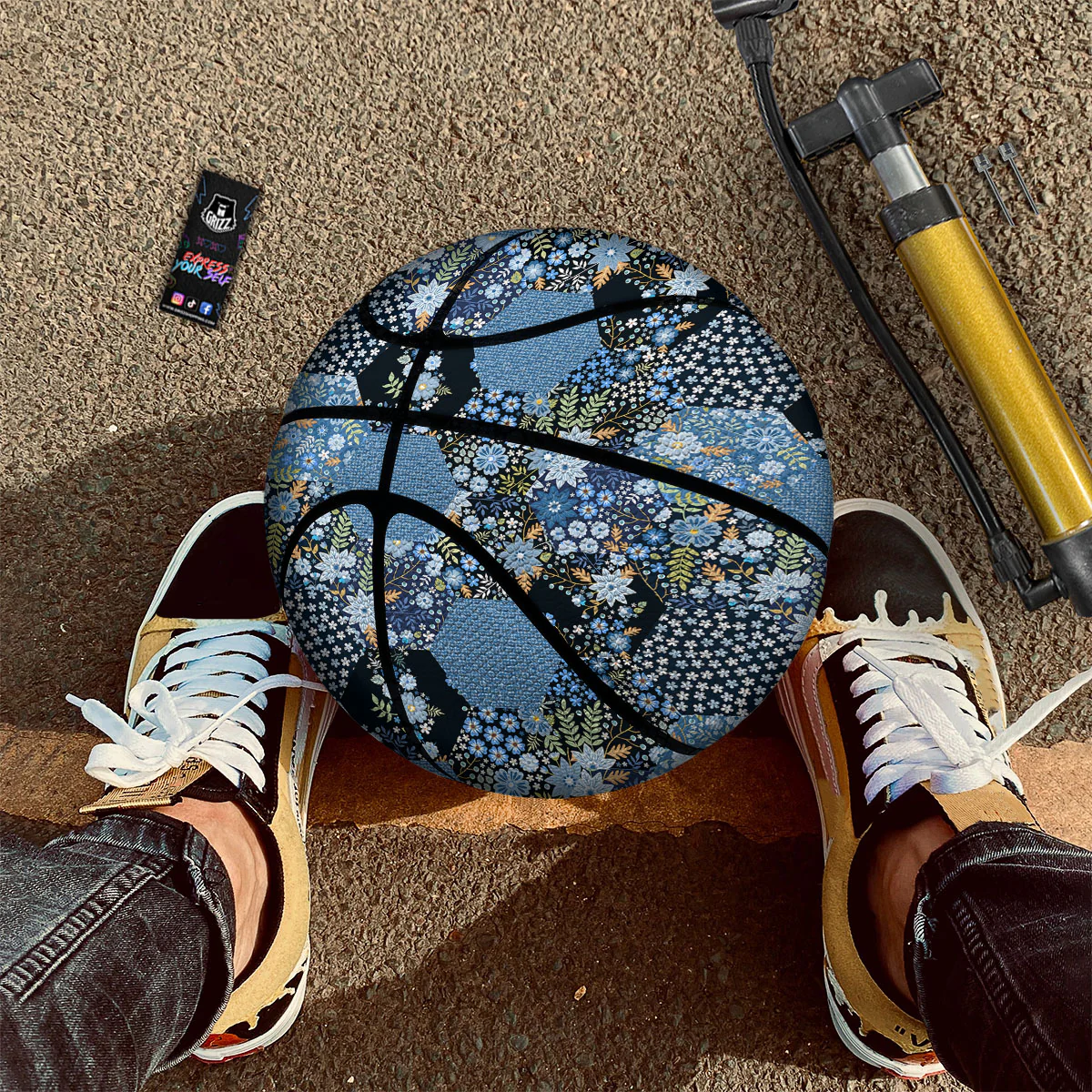 Patchwork Ethnic Floral Print Pattern Basketball - Image 2