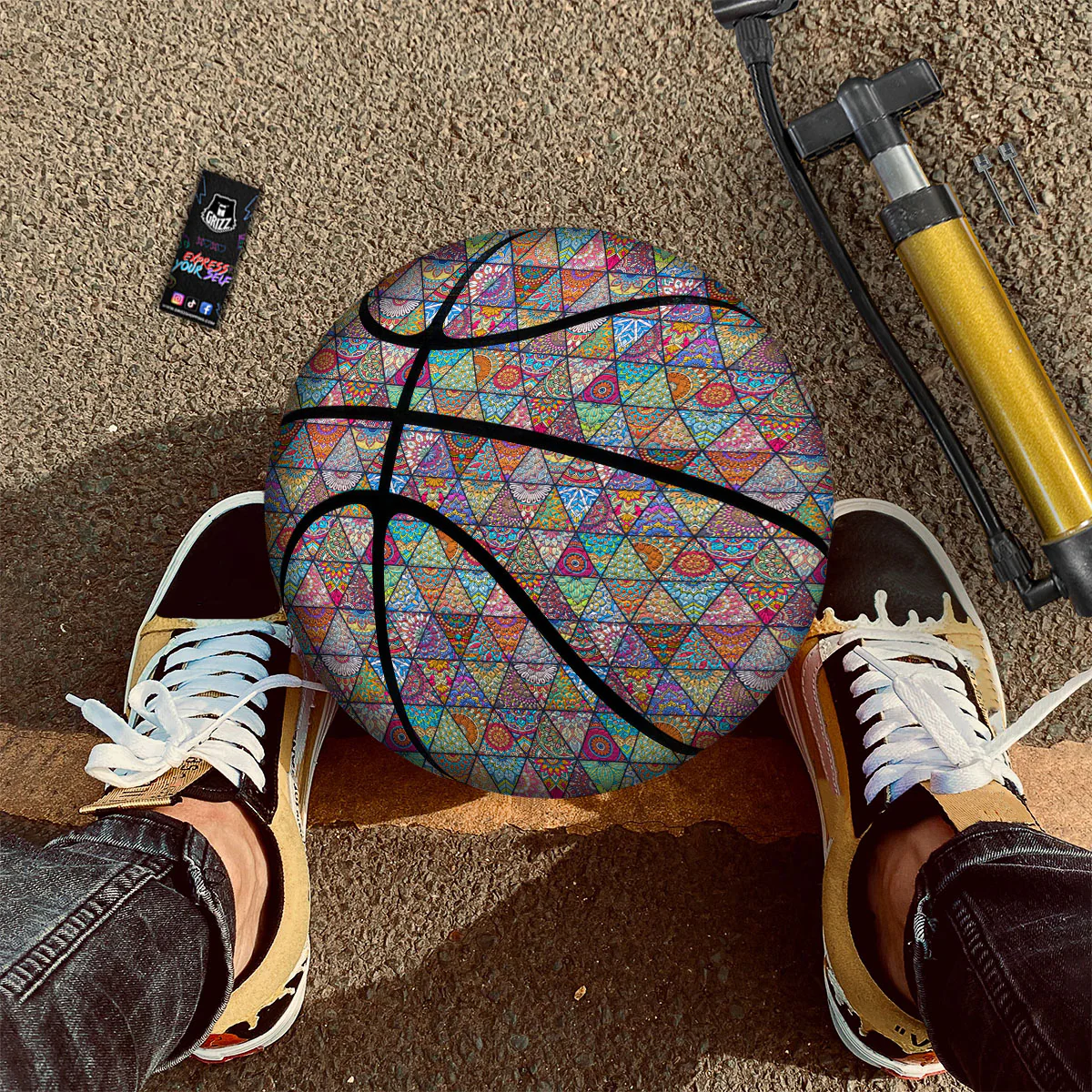 Patchwork Ethnic Mandala Print Pattern Basketball - Image 2