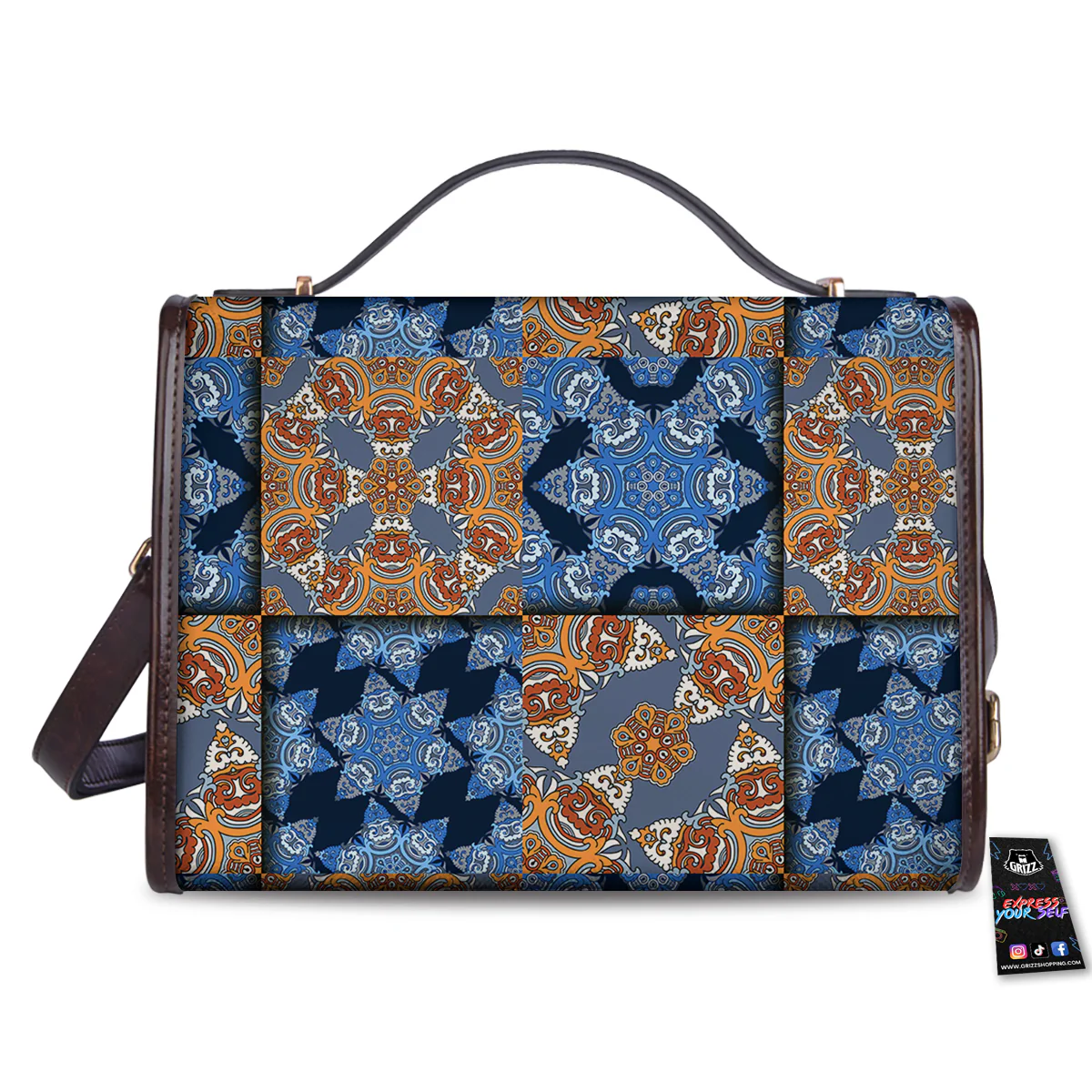 Patchwork Floral Vintage Print Pattern Women's Satchel Bag - Image 2