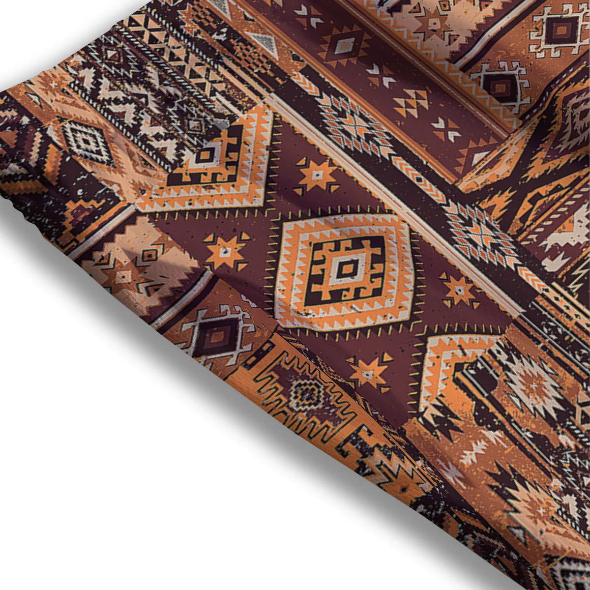 Patchwork Grunge Native American Print Pattern Mesh Shorts - Image 3