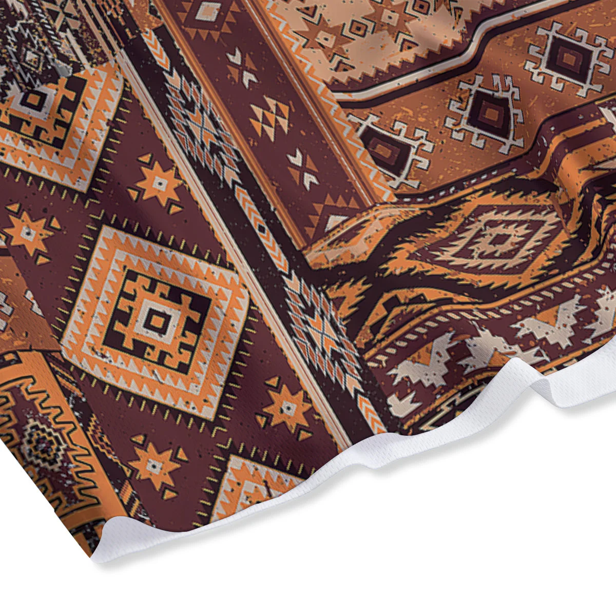 Patchwork Grunge Native American Print Pattern Mesh Shorts - Image 4