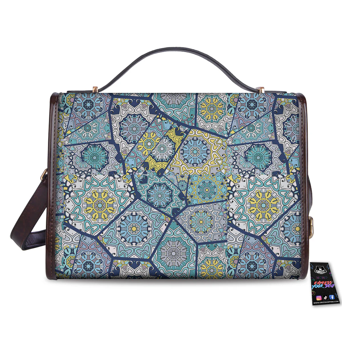 Patchwork Indian Floral Print Pattern Women's Satchel Bag - Image 2