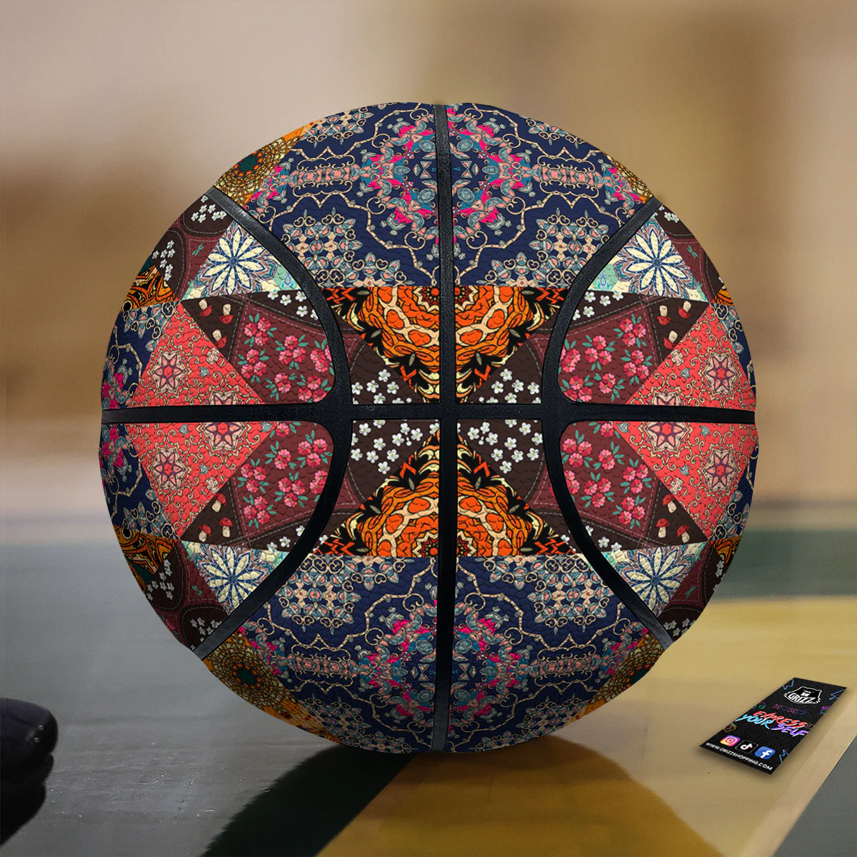 Patchwork Indian Flower Mandala Print Pattern Basketball