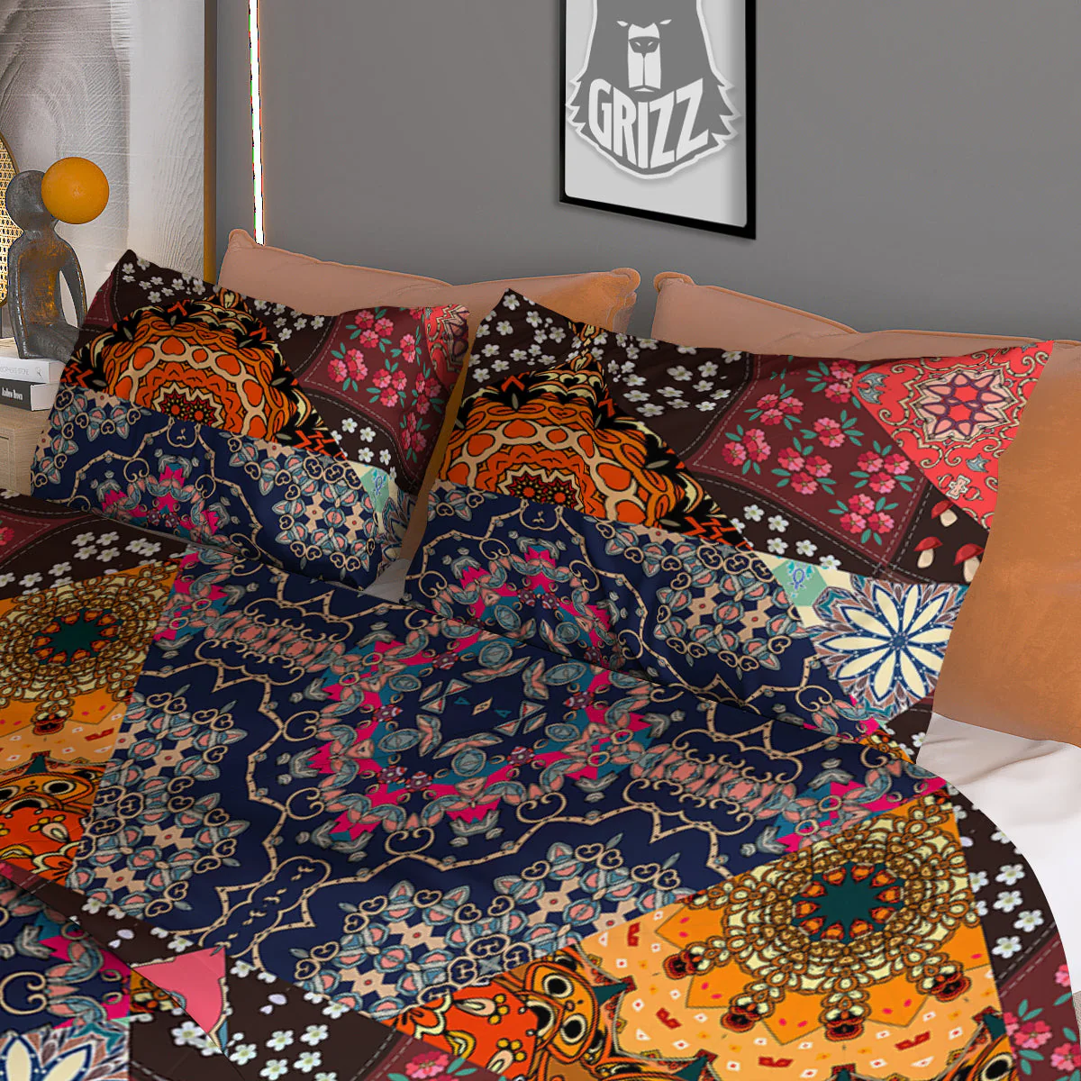 Patchwork Indian Flower Mandala Print Pattern Duvet Cover Bedding Set - Image 3