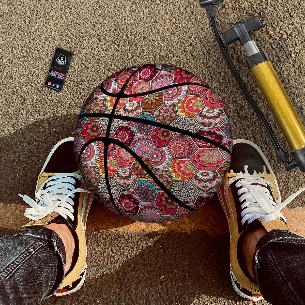 Patchwork Indian Print Pattern Basketball - Image 2