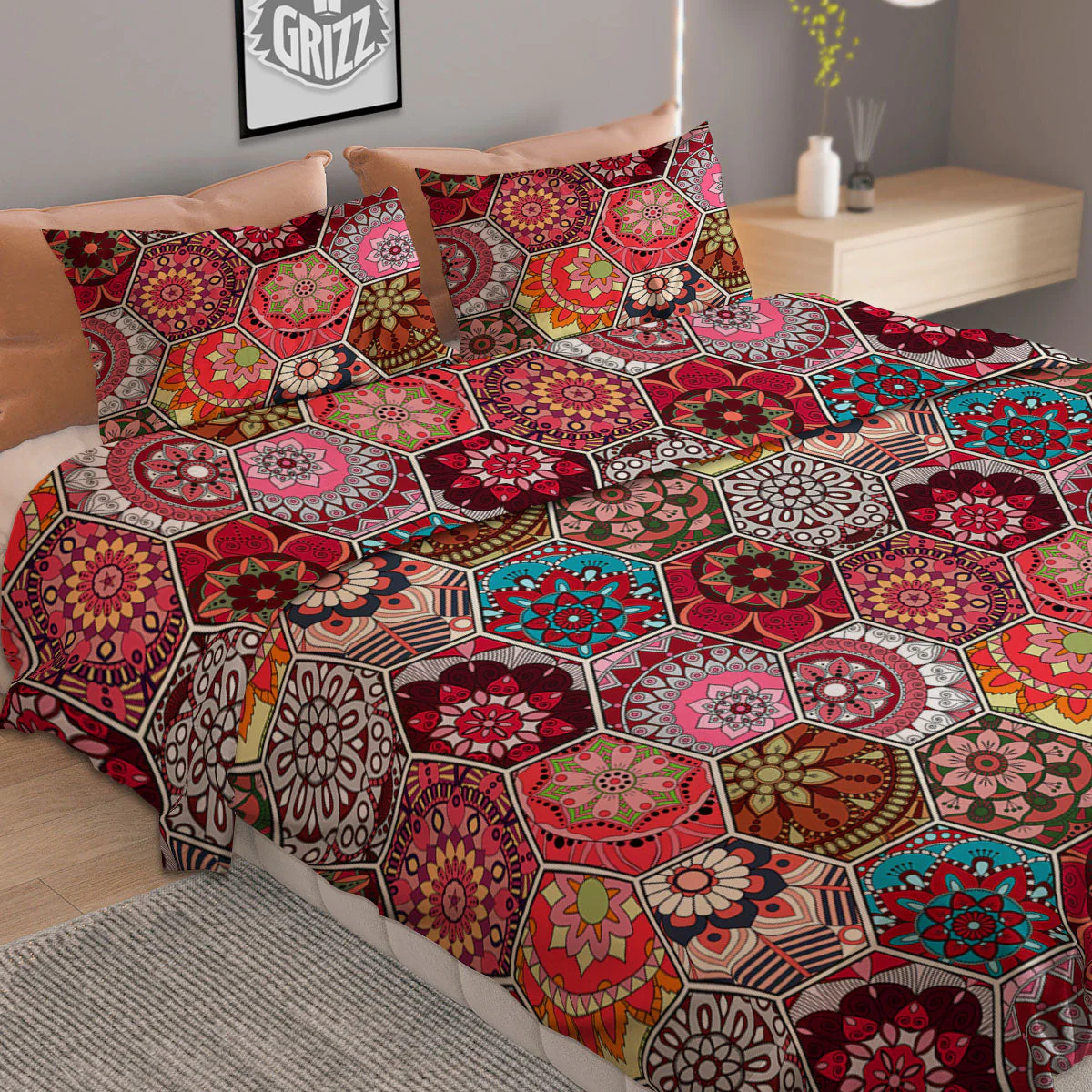 Patchwork Indian Print Pattern Duvet Cover Bedding Set - Image 2