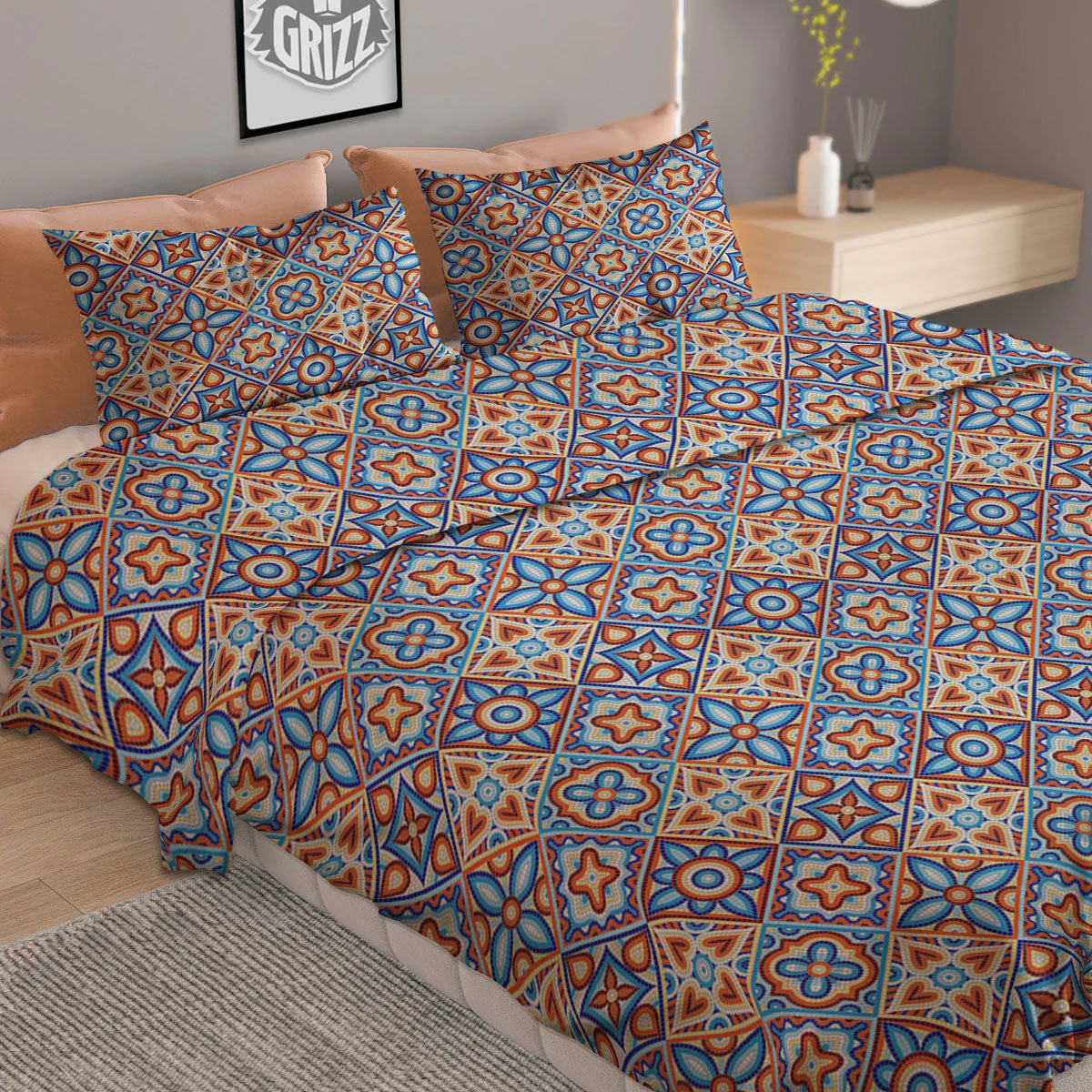Patchwork Mosaic Print Pattern Duvet Cover Bedding Set - Image 2