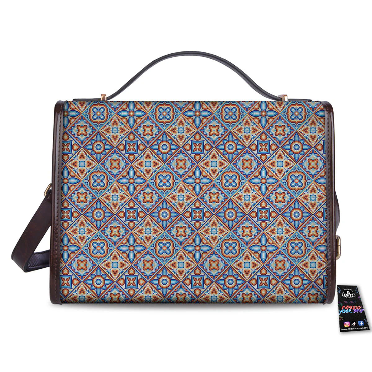 Patchwork Mosaic Print Pattern Women's Satchel Bag - Image 2