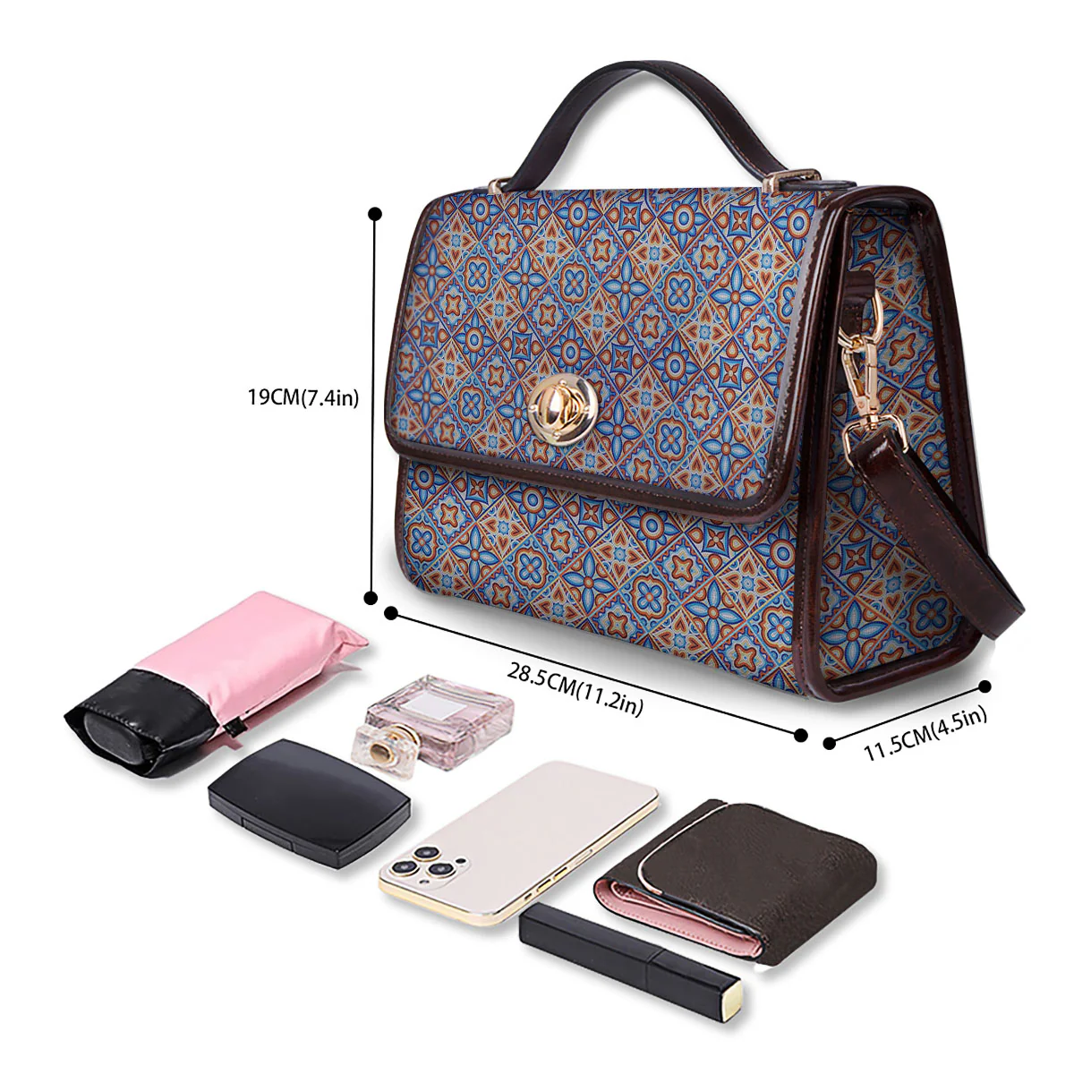 Patchwork Mosaic Print Pattern Women's Satchel Bag - Image 4