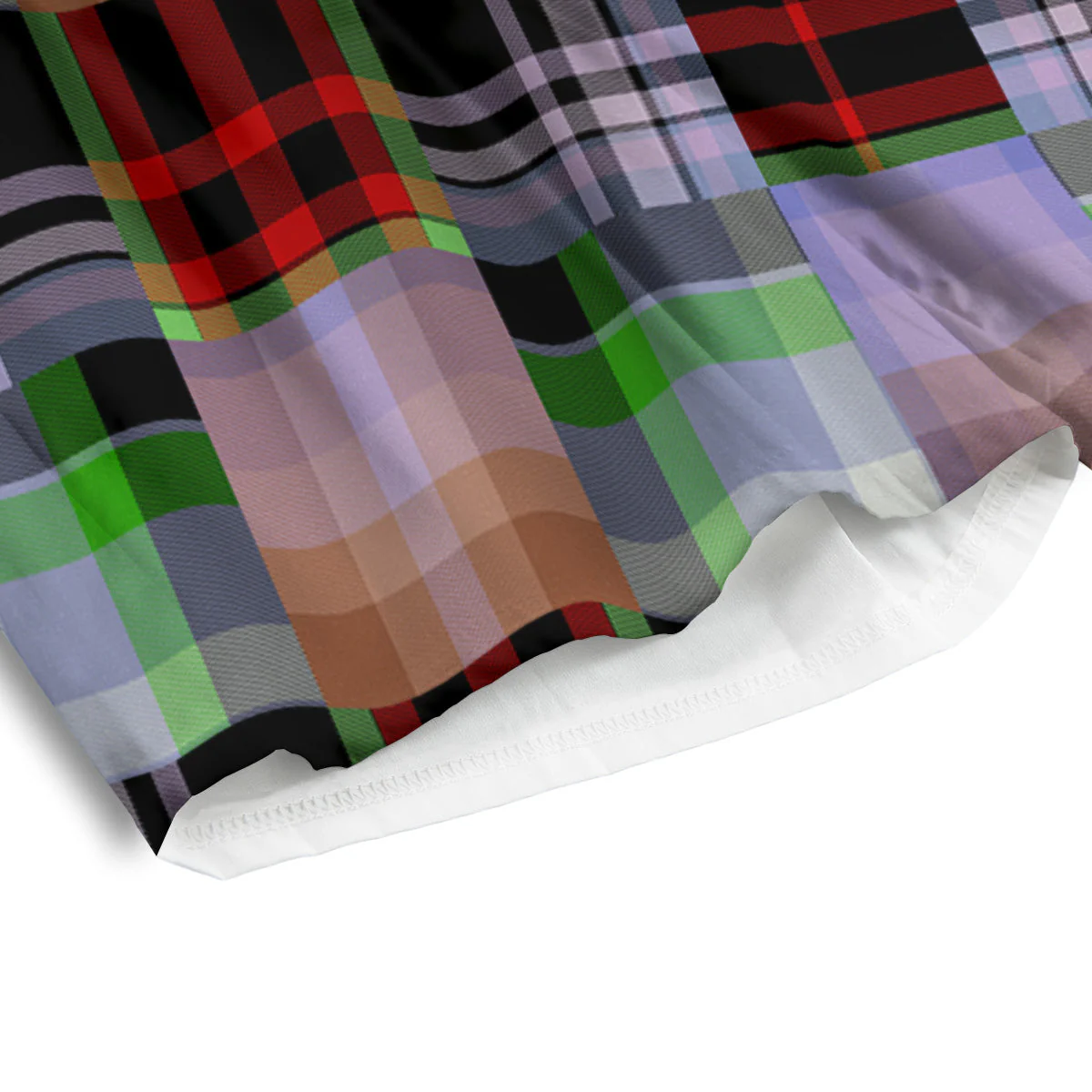 Patchwork Plaid Madras Print Pattern Men's Athletic Shorts - Image 4