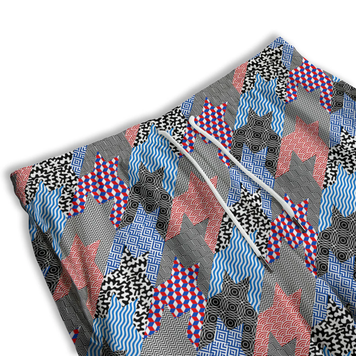 Patchwork Style And Classic Houndstooth Print Pattern Men's Athletic Shorts - Image 3