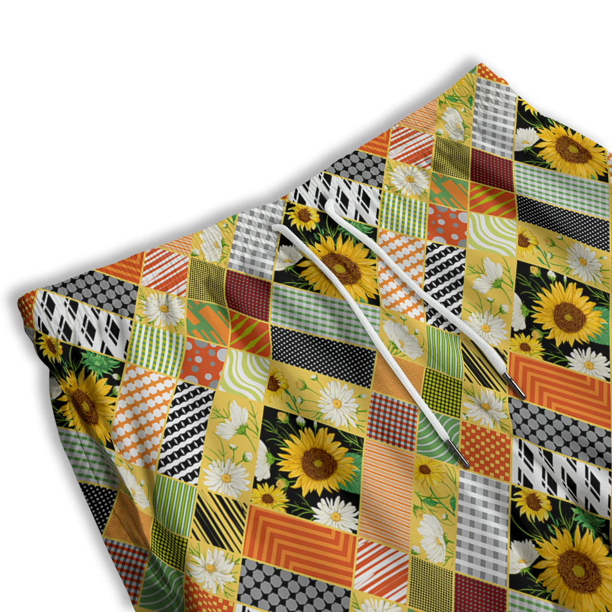Patchwork Sunflowers Print Men's Athletic Shorts - Image 3