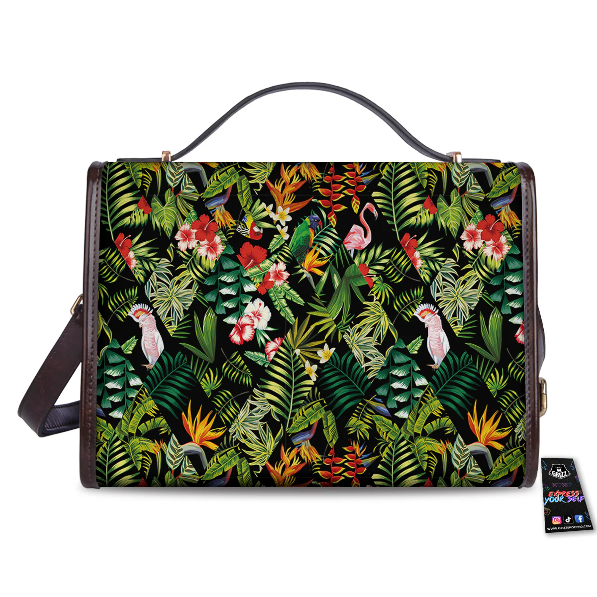 Patchwork Tropical Print Pattern Women's Satchel Bag - Image 2