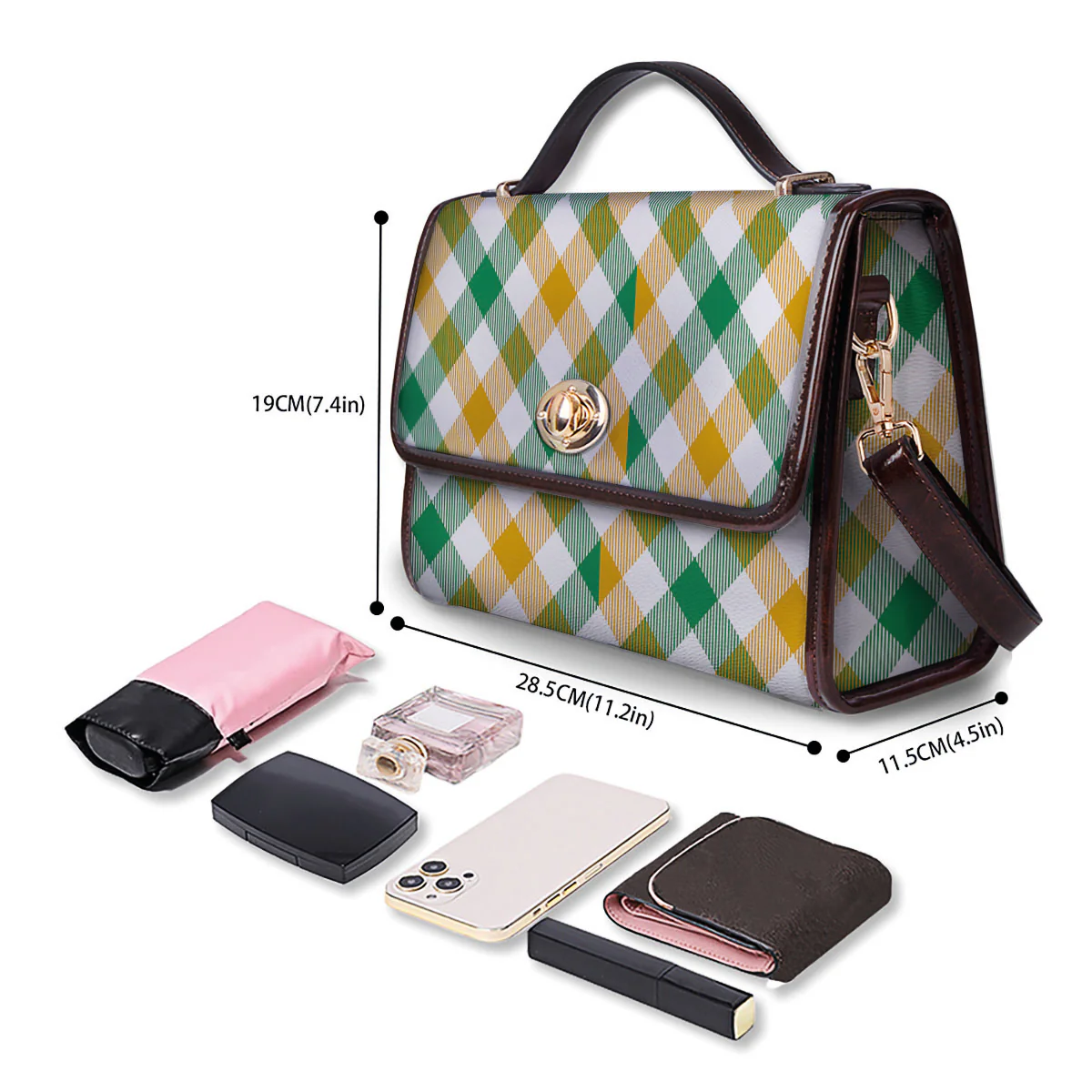 Patrick's Day Irish Plaid Print Women's Satchel Bag - Image 4