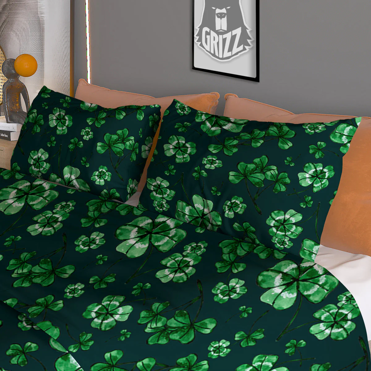 Patrick's Day Watercolor Saint Print Pattern Duvet Cover Bedding Set - Image 3
