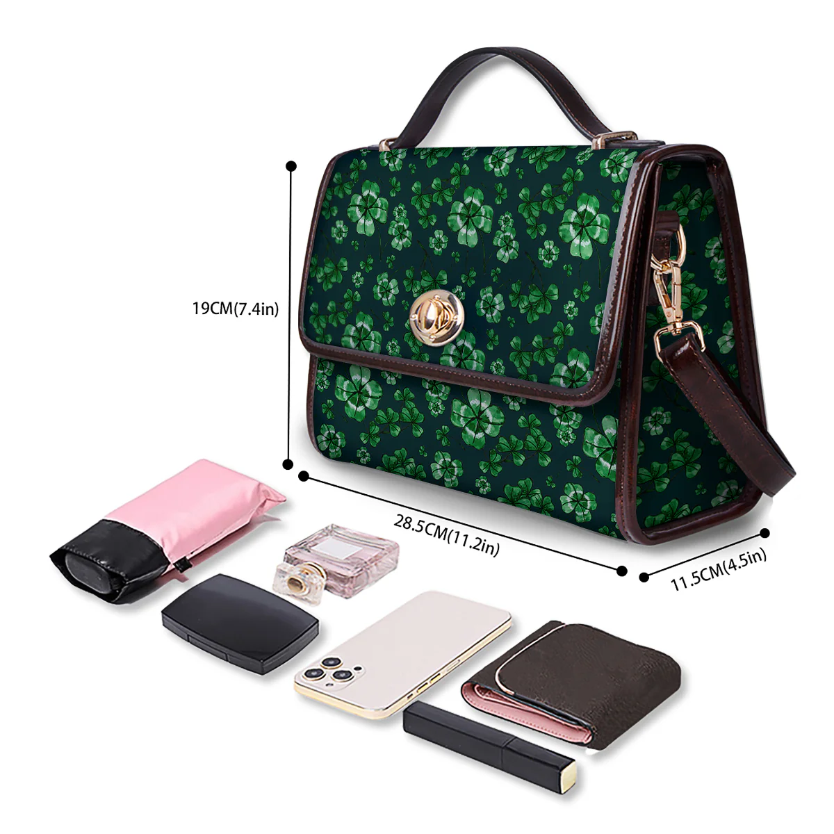Patrick's Day Watercolor Saint Print Pattern Women's Satchel Bag - Image 4