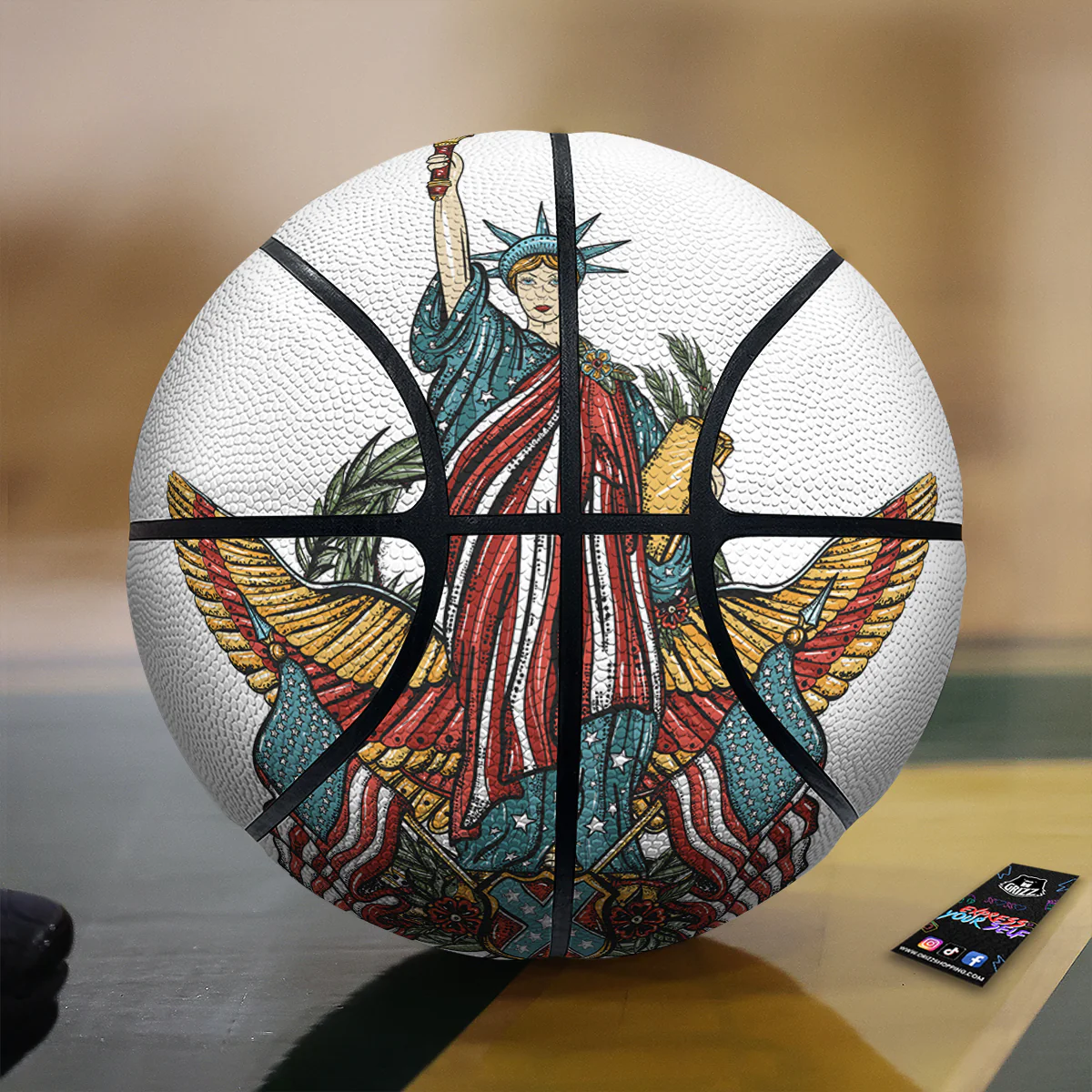 Patriotic Art Statue Of Liberty Print Basketball