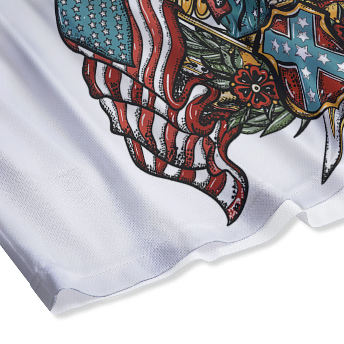 Patriotic Art Statue Of Liberty Print Mesh Shorts - Image 4