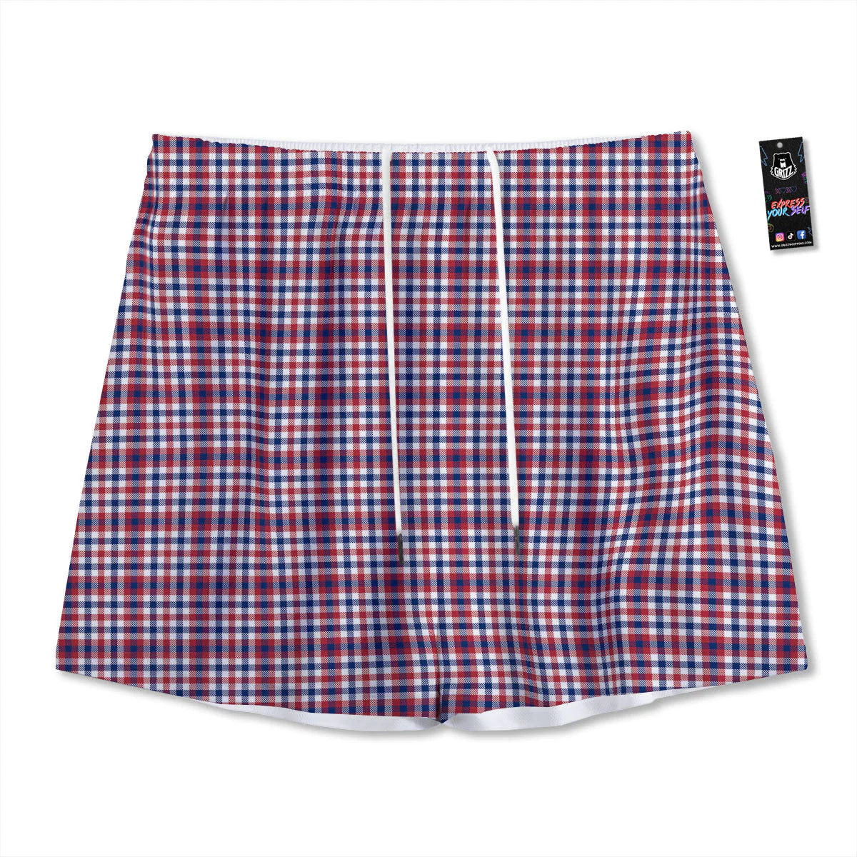 Patriotic Plaid American Print Mesh Shorts