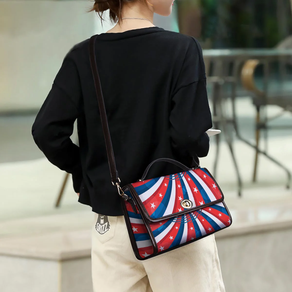Patriotic Swirly American Print Women's Satchel Bag - Image 3