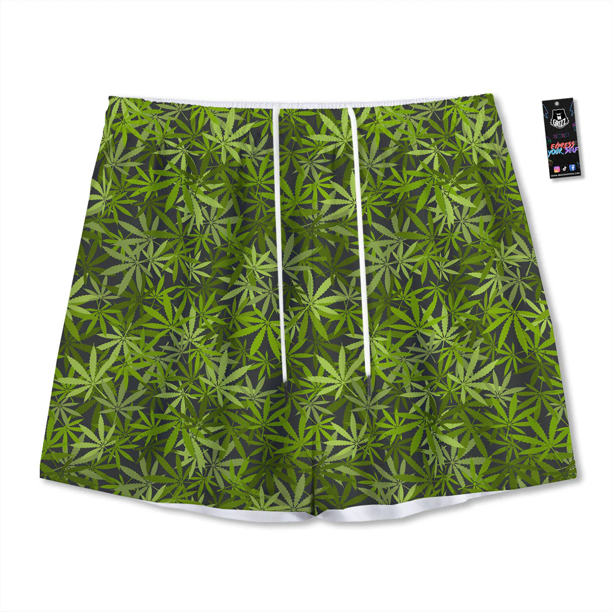 Pattern Leaf Marijuana Print Mesh Shorts