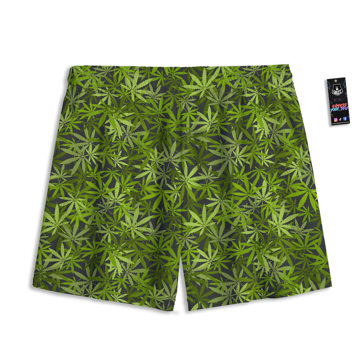 Pattern Leaf Marijuana Print Mesh Shorts - Image 2
