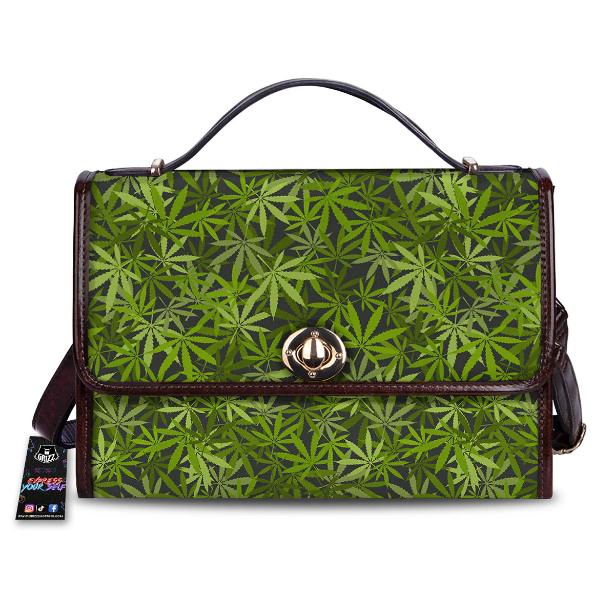 Pattern Leaf Marijuana Print Women's Satchel Bag