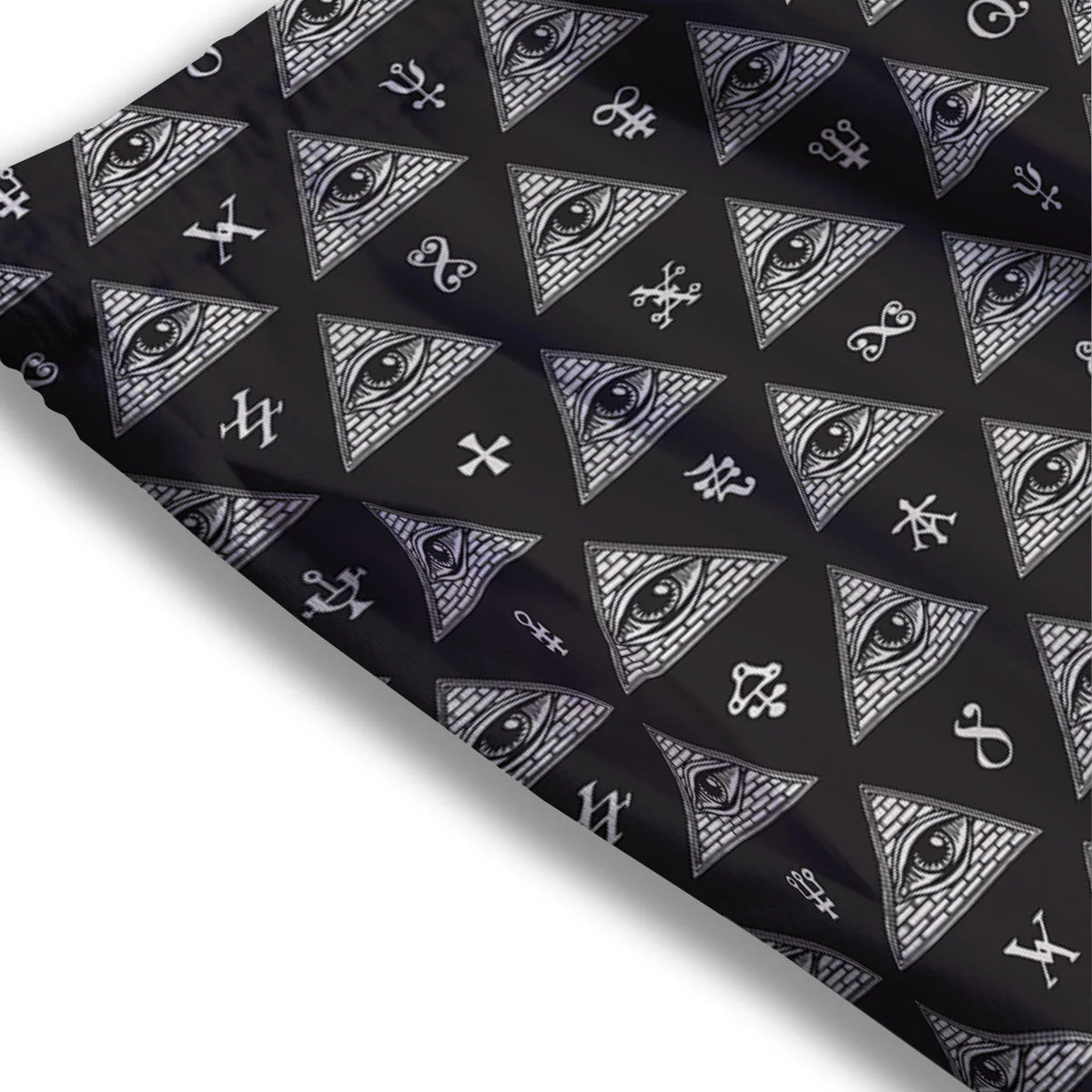 Pattern Masonic Eye Print Mesh Shorts - Image 3