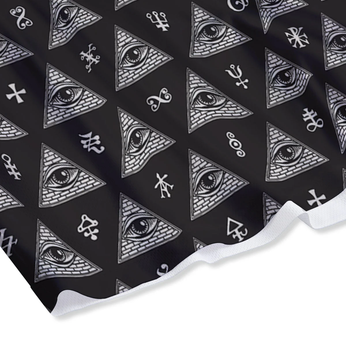 Pattern Masonic Eye Print Mesh Shorts - Image 4