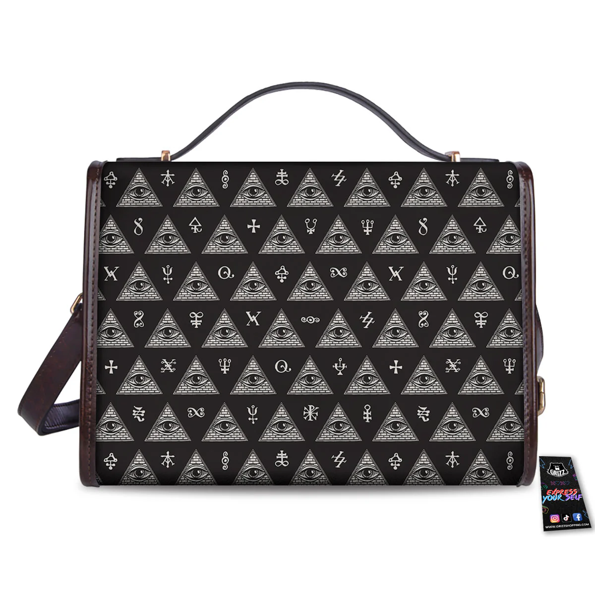 Pattern Masonic Eye Print Women's Satchel Bag - Image 2