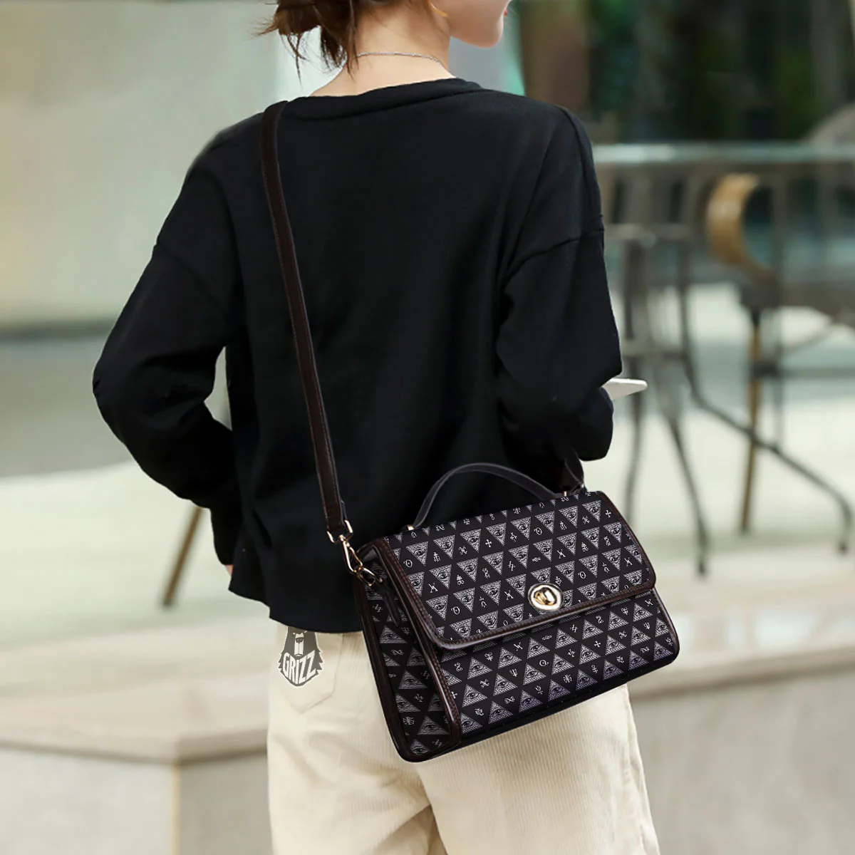 Pattern Masonic Eye Print Women's Satchel Bag - Image 3