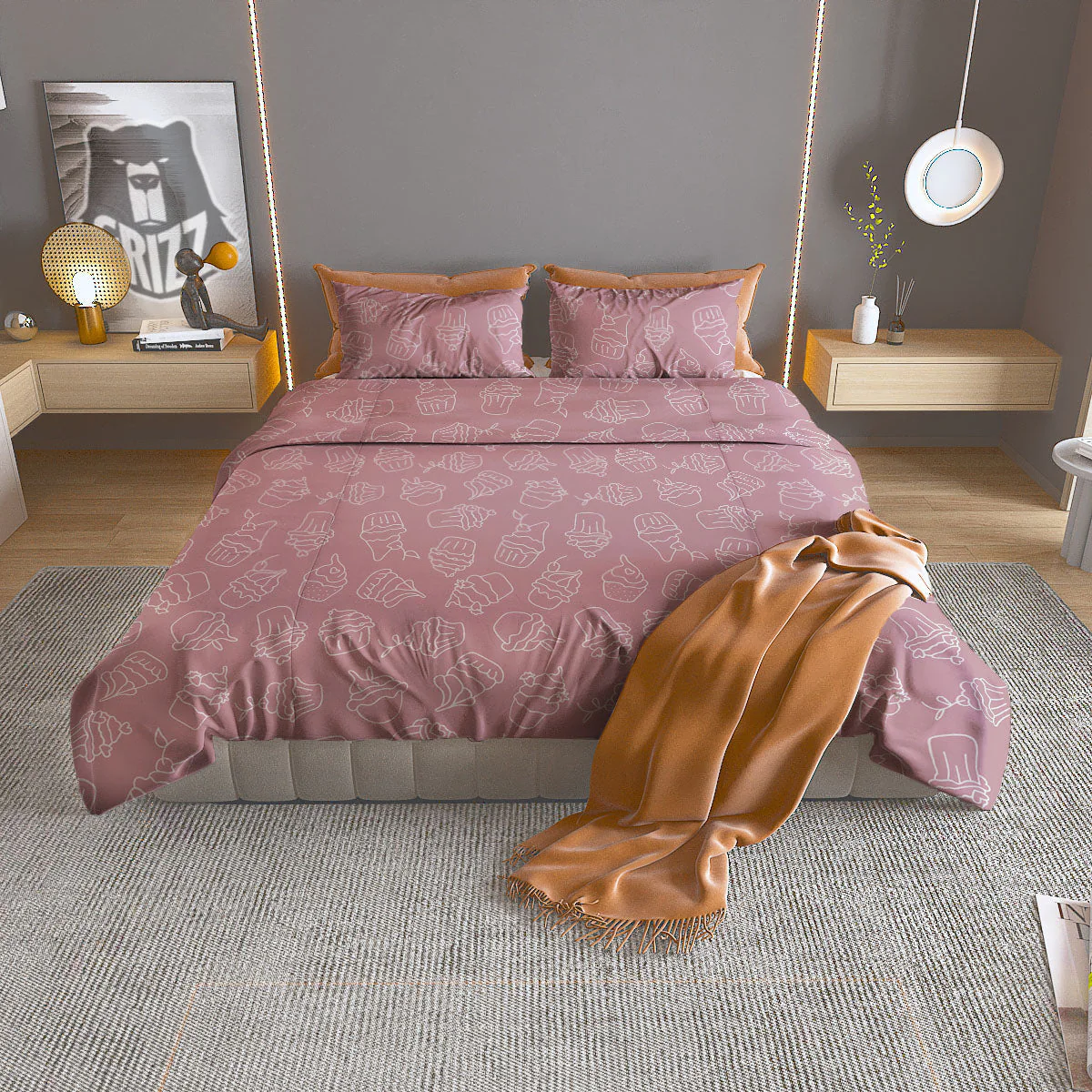 Pattern Mini Cupcake Print Duvet Cover Bedding Set