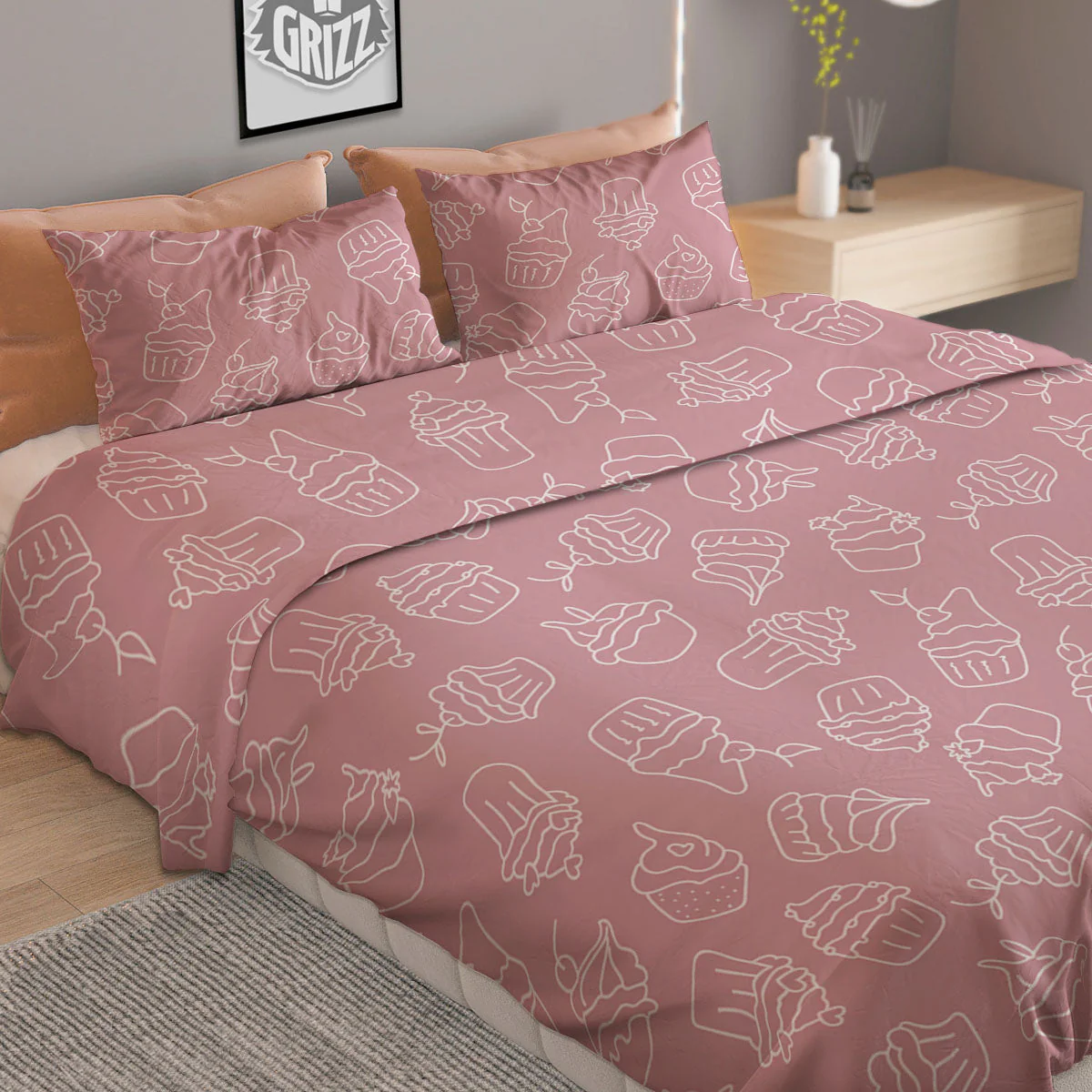 Pattern Mini Cupcake Print Duvet Cover Bedding Set - Image 2