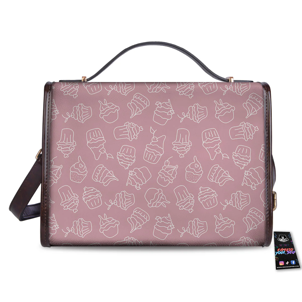 Pattern Mini Cupcake Print Women's Satchel Bag - Image 2