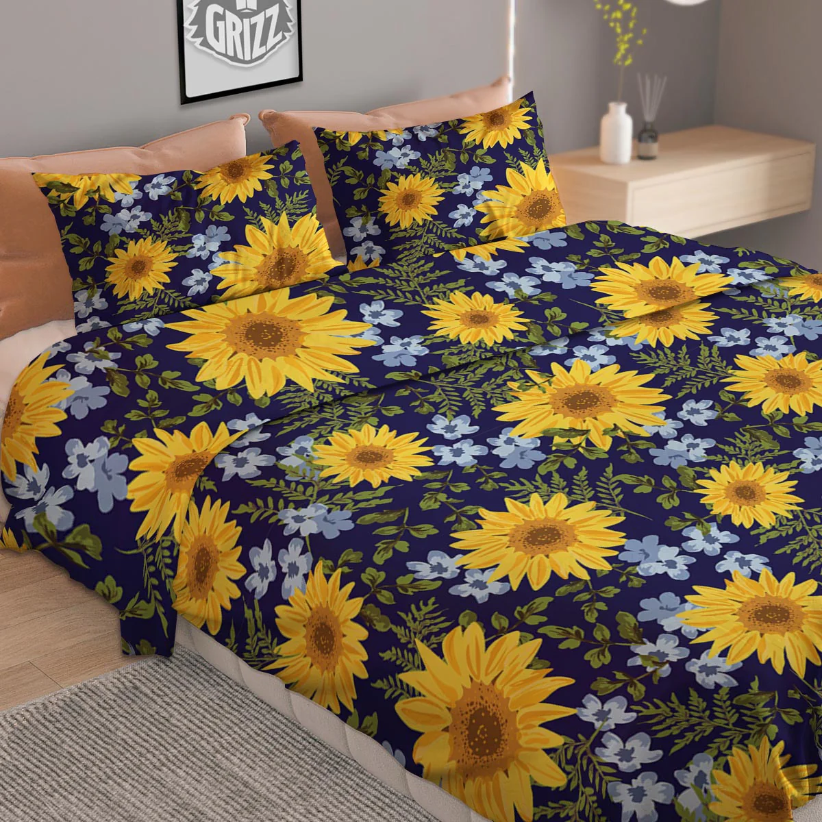 Pattern Sunflower Print Pattern Duvet Cover Bedding Set - Image 2