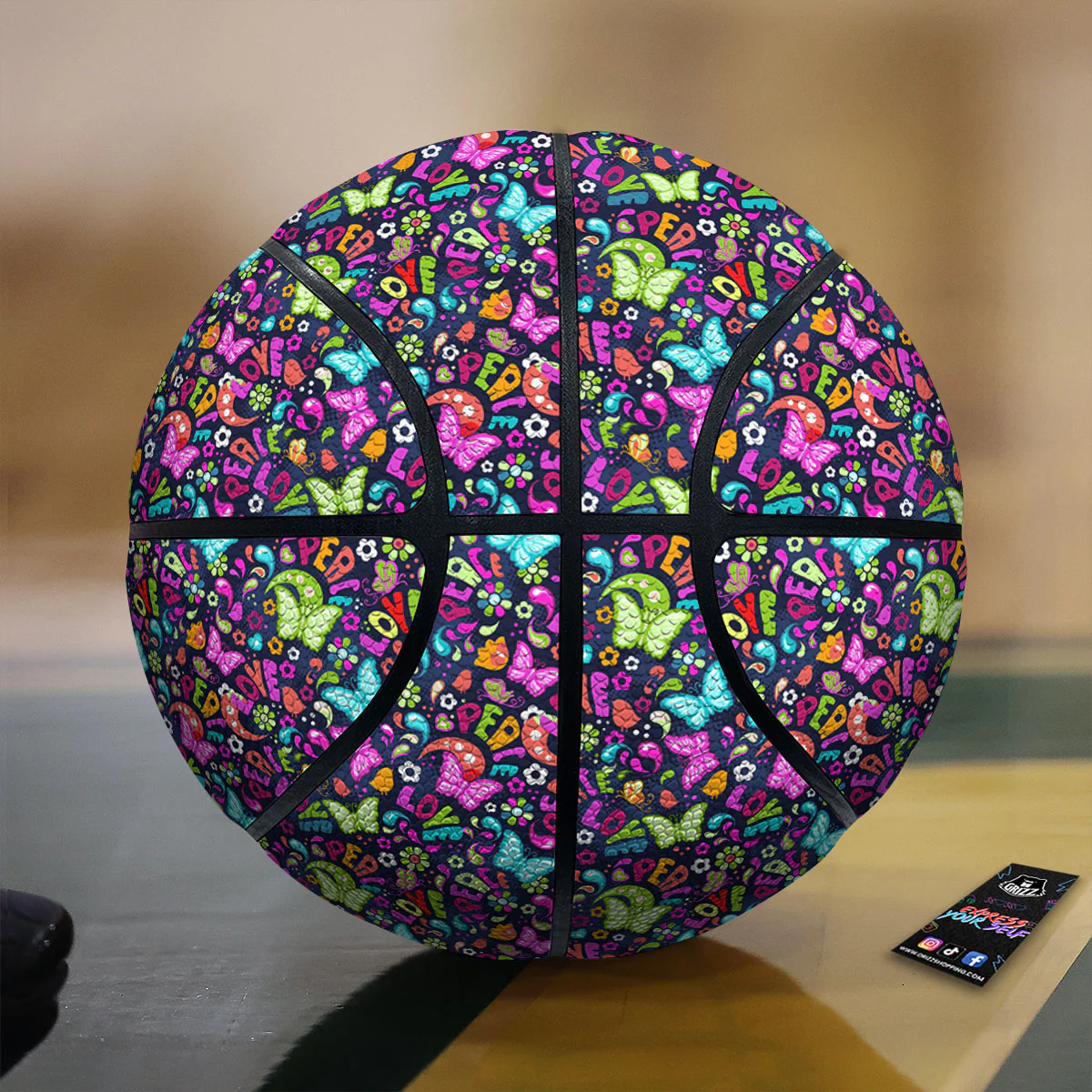Peace Groovy Girly Print Pattern Basketball