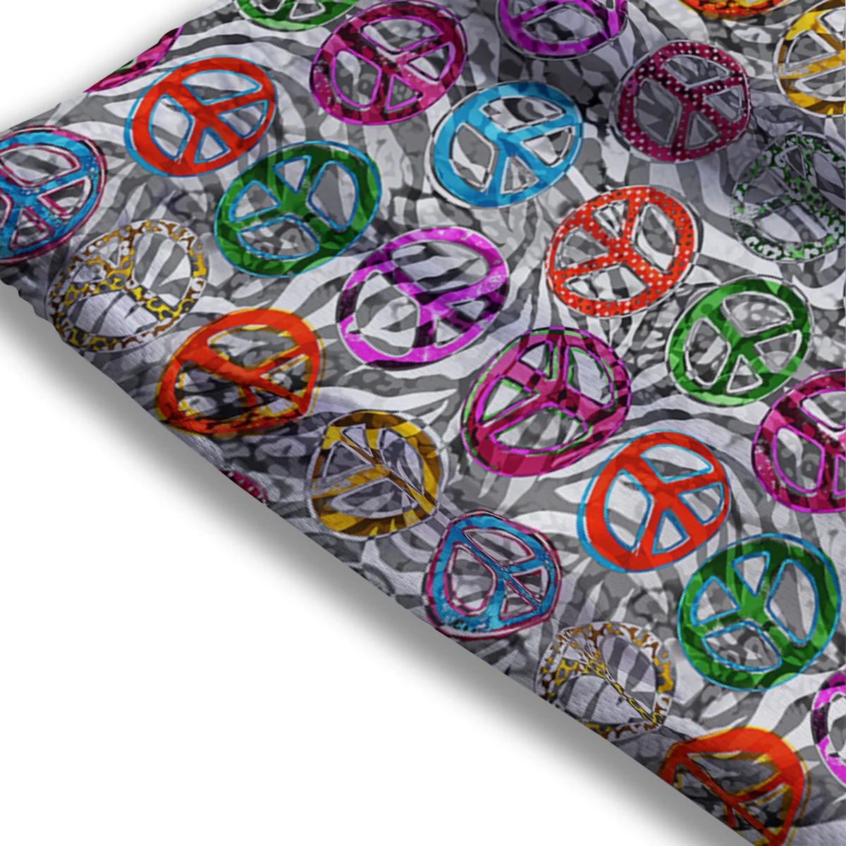 Peace Signs Zebra Print Pattern Mesh Shorts - Image 3