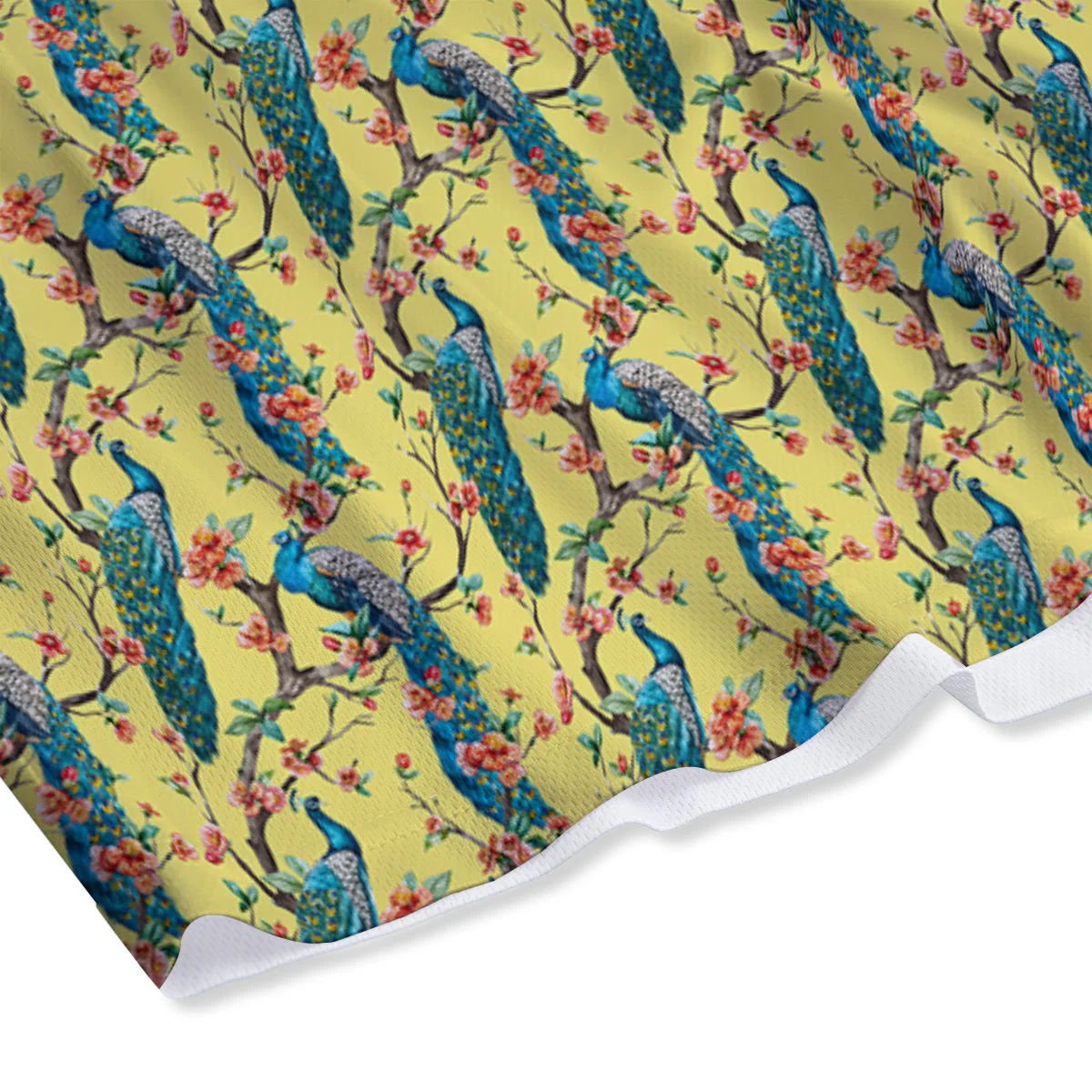Peacock Cherry Blossom Print Mesh Shorts - Image 4