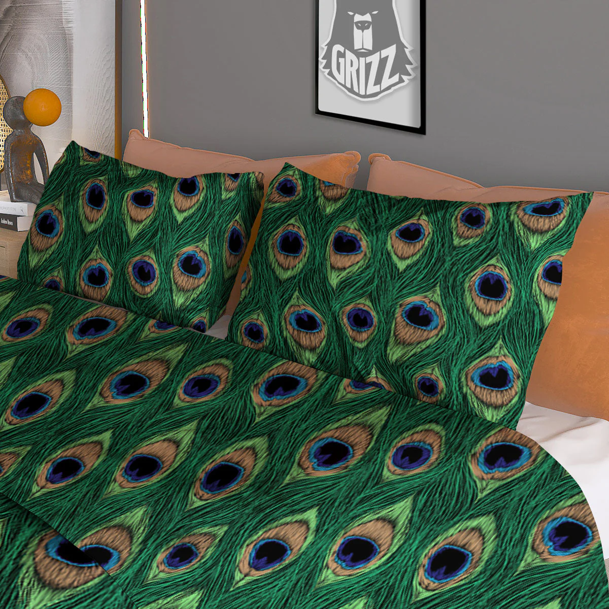 Peacock Tail Print Duvet Cover Bedding Set - Image 3